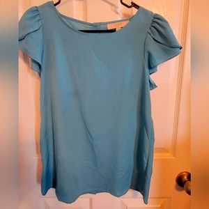 LOFT short-sleeve back button-down blouse